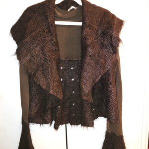 SaraC Brown Bell Sleeve Open Front Cardigan - M